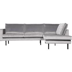 BePureHome Hoekbank 'Rodeo' Rechts, Velvet, kleur Lichtgrijs