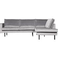 BePureHome Hoekbank 'Rodeo' Rechts, Velvet, kleur Lichtgrijs - thumbnail