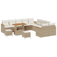 Tuinbankenset 13 pcs Beige poly rattan - thumbnail