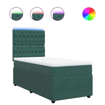 Boxspring met matras fluweel donkergroen 120x200 cm - thumbnail