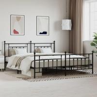 Bedframe met hoofd- en voeteneinde metaal zwart 193x203 cm - thumbnail