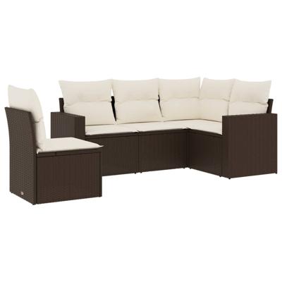6-delige Loungeset met kussens poly rattan bruin - thumbnail