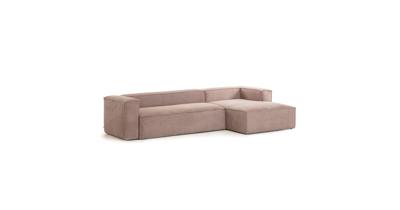 Kave Home Loungebank 'Blok' Rib, Rechts 330cm, kleur Roze