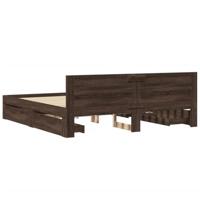 Bedframe met hoofdeinde bewerkt hout bruineikenkleur 200x200 cm - thumbnail
