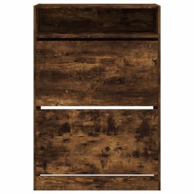 Schoenenkast met 2 klaplades 80x34x116 cm gerookt eikenkleurig