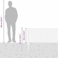 VidaXL Hek met paal zilver 0,6 x 10 m staal - thumbnail