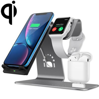 H05 QI standaard 3 in 1 multifunctionele draadloze snel opladen lader voor Apple & iWatch & luchtpods (grijs)