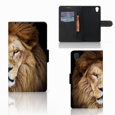 Sony Xperia L1 Telefoonhoesje met Pasjes Leeuw Sony Xperia L1 Telefoonhoesje met Pasjes Leeuw