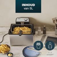Princess Frituurpan 5 l 3270 W Anti-aanbaklaag, Oververhittingsbeveiliging Zilver, Zwart - thumbnail