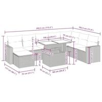 9-delige Loungeset met kussens poly rattan lichtgrijs - thumbnail