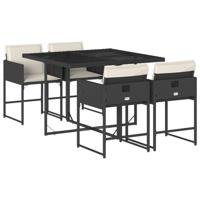 5-delige Tuinset met kussens poly rattan zwart - thumbnail