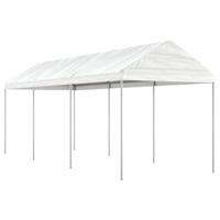 Prieel met dak 6,69x2,28x2,69 m polyetheen wit - thumbnail