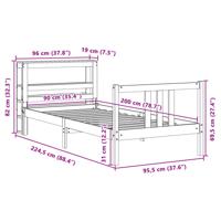 Bedframe met hoofdeinde zonder matras 90x200 cm wit - thumbnail