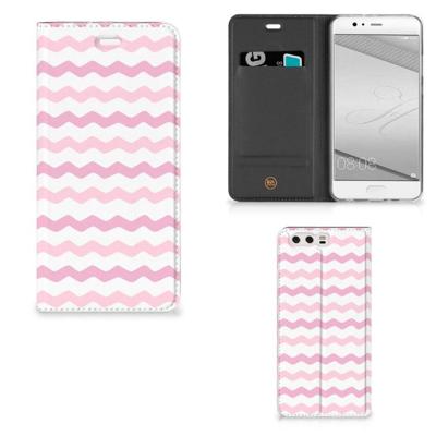 Huawei P10 Plus | Hoesje met Magneet | Waves Roze Huawei P10 Plus | Hoesje met Magneet | Waves Roze