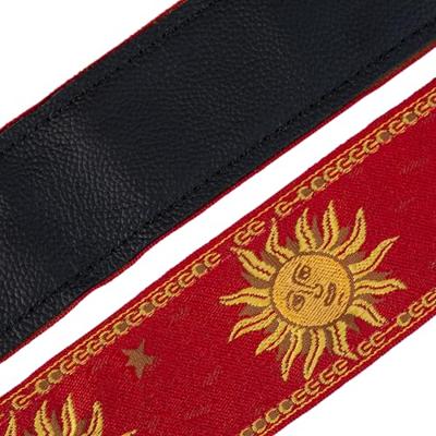 Levys Leathers MPJG-SUN-RED geweven gitaarband met print - rood met zon