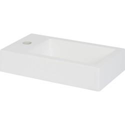 Saqu Square fontein 40,5x22x9cm 1 kraangat links Wit Saqu Square fontein 40,5x22x9cm 1 kraangat links Wit