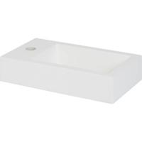 Saqu Square fontein 40,5x22x9cm 1 kraangat links Wit - thumbnail