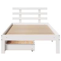 Bedframe met lades massief grenenhout wit 90x190 cm - thumbnail
