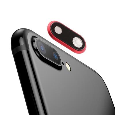 Terug van de omlijsting van de Camera met Lens Cover voor iPhone 8 Plus (rood)