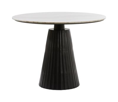 Light & Living Ronde Eettafel 'Rianne' Marmer, 100cm, kleur Taupe/Mat Zwart