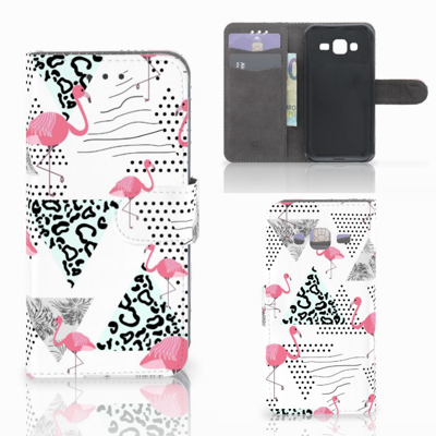 Samsung Galaxy J3 2016 Telefoonhoesje met Pasjes Flamingo Triangle Samsung Galaxy J3 2016 Telefoonhoesje met Pasjes Flamingo Triangle