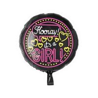 Neon Folieballon It&apos;s a girl - 46cm - thumbnail