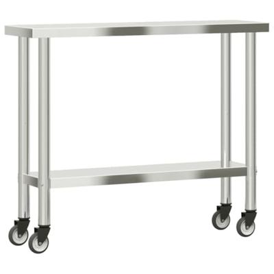 VidaXL Keukenwerktafel met wielen 110x30x85 cm roestvrij staal