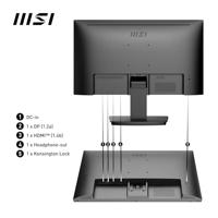 MSI PRO MP223 E2 PC-monitor, 54,5 cm (21,4), 1920 x 1080 pixels, Full HD, LED, zwart (MSI 21,45 VA MONITOR PRO MP223 E2) - thumbnail