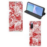 Mobiel BookCase Sony Xperia 10 III Angel Skull Rood - thumbnail