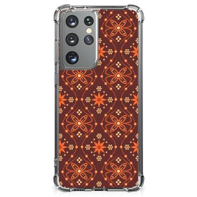 Samsung Galaxy S21 Ultra Doorzichtige Silicone Hoesje Batik Brown Samsung Galaxy S21 Ultra Doorzichtige Silicone Hoesje Batik Brown