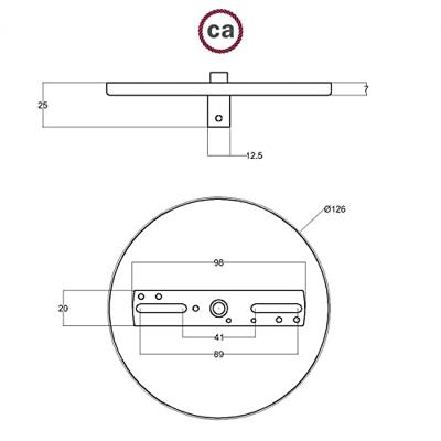 Plafondkap flush wit plat 1 uitgang 12.6 cm