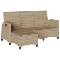 Verstelbare tuinbank met kussens L-vormig beige poly rattan - thumbnail