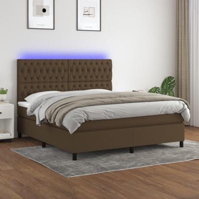 Boxspring met matras en LED stof donkerbruin 160x200 cm
