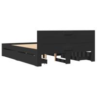 Bedframe met hoofdeinde zonder matras 140x200 cm zwart - thumbnail