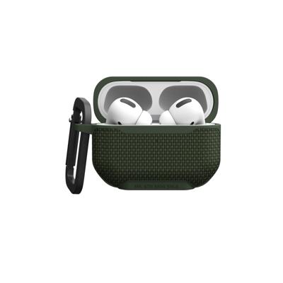 Urban Armor Gear Metropolis Hoesje voor Apple AirPods Pro 2022, compatibel met draadloos opladen, magnetische oplaadfunctie, status led zichtbaar, afneembare karabijnhaak, olijf