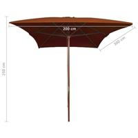 Parasol met houten paal 200x300 cm terracottakleurig - thumbnail