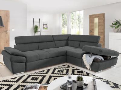 Converteerbare hoekbank ANGITE met longchair rechts stof antraciet Converteerbare hoekbank ANGITE met longchair rechts stof antraciet