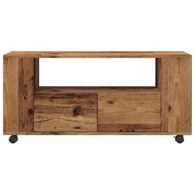 Tv-meubel met wielen 102x34,5x43 cm bewerkt hout oud hout Tv-meubel met wielen 102x34,5x43 cm bewerkt hout oud hout
