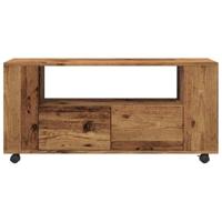 Tv-meubel met wielen 102x34,5x43 cm bewerkt hout oud hout - thumbnail