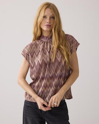 Summum Top Zig Zag Lurex 3s5177-30718 T-shirt Korte Mouw 315 Sheer Violet