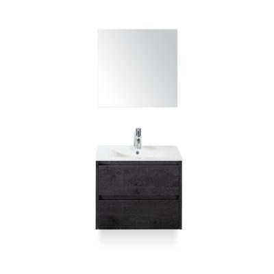 Dante Badmeubelset 60 cm - Black Oak - Keramische Wastafel Wit Enjoy - met Spiegel