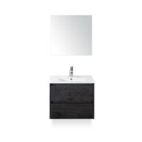 Dante Badmeubelset 60 cm - Black Oak - Keramische Wastafel Wit Enjoy - met Spiegel - thumbnail