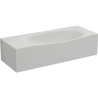 Wastafel Clou Hammock 65x25.4x16 cm met Kranenbank Links Solid Surface (met 2 Voorbewerkte Kraangaten) - thumbnail