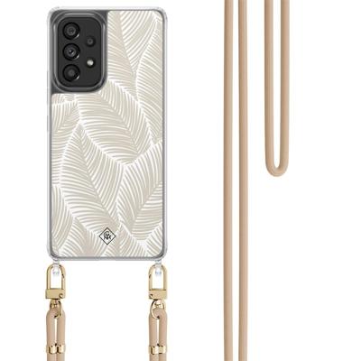 Samsung Galaxy A53 hoesje met beige koord - Palm leaves beige