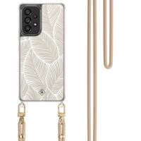 Samsung Galaxy A53 hoesje met beige koord - Palm leaves beige - thumbnail