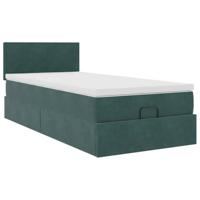 Ottoman bed met matras 90x200cm fluweel donkergroen - thumbnail