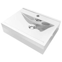 VidaXL Wastafel met overloop 60x46x16 cm keramiek zilverkleurig - thumbnail