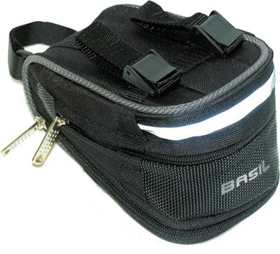 Basil mada zadeltas - compact, zwart, 1l, klittenband, fietsaccessoire