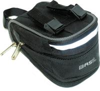 Basil mada zadeltas - compact, zwart, 1l, klittenband, fietsaccessoire - thumbnail