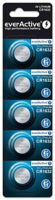 everActive CR1632 Lithium knoopcelbatterijen, 3 V, 5 stuks, krachtigste batterij, 10 jaar houdbaarheid, 5 stuks - 1 blisterkaart